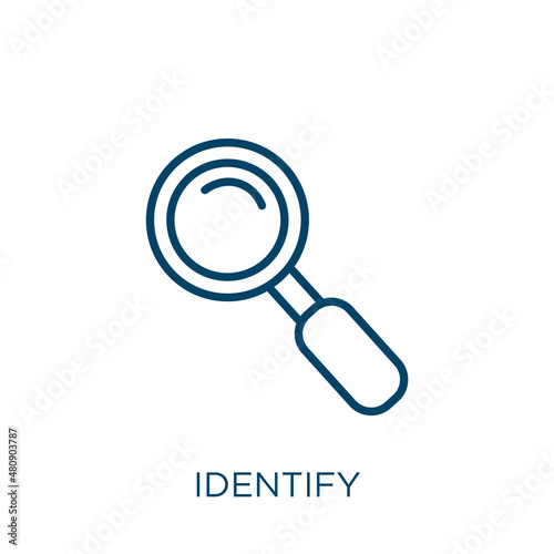 identify icon. Thin linear identify, security, identity outline icon isolated on white background. Line vector identify sign, symbol for web and mobile photo