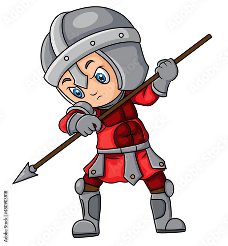 The little knight man with the strong armor and spear