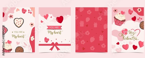 Collection of valentine’s day background set with heart.Editable vector illustration for website, invitation,postcard and sticker