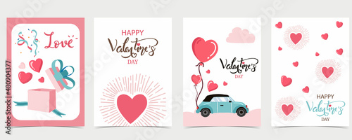 Collection of valentine’s day background set with heart.Editable vector illustration for website, invitation,postcard and sticker