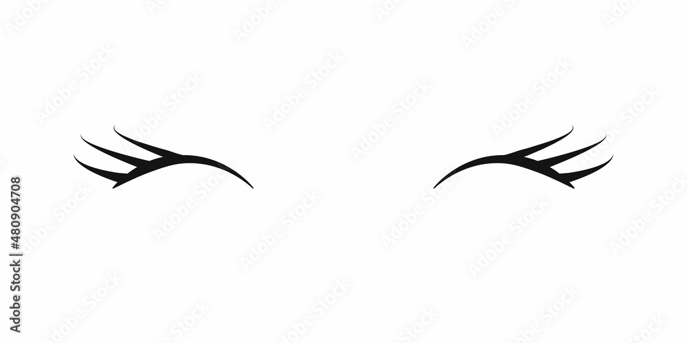 Obraz premium Charming closed eyes with long curled eyelashes. Vector illustration.