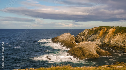 Sea view with cliffs landscape on north Spain. Atlantic Ocean coast. © sanbeliaev
