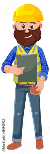 A contractor job cartoon character on white background