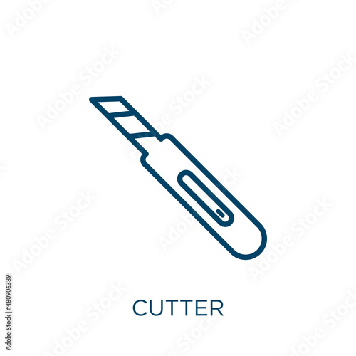 cutter icon. Thin linear cutter, equipment, tool outline icon isolated on white background. Line vector cutter sign, symbol for web and mobile
