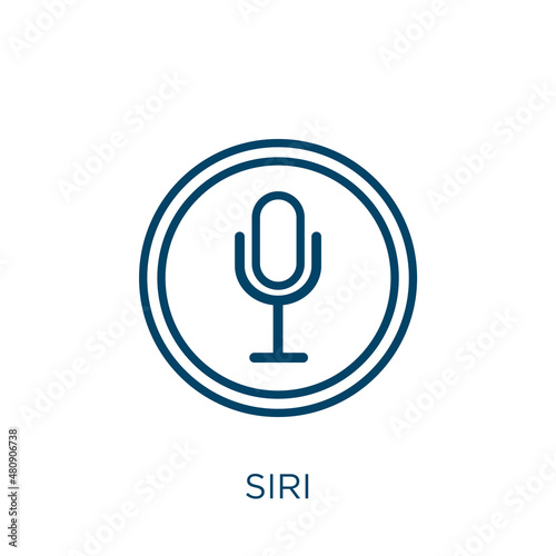siri icon. Thin linear siri, voice, microphone outline icon isolated on white background. Line vector siri sign, symbol for web and mobile photo