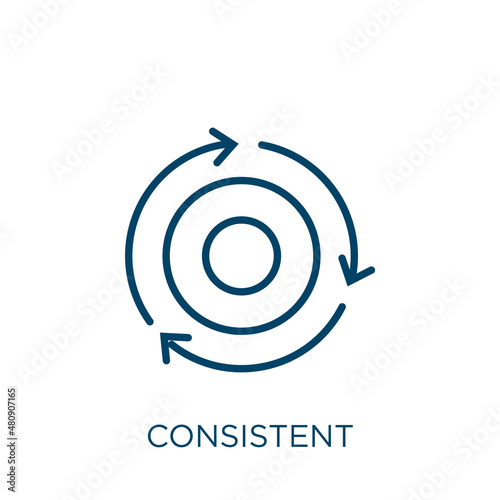 consistent icon. Thin linear consistent, network, technology outline icon isolated on white background. Line vector consistent sign, symbol for web and mobile