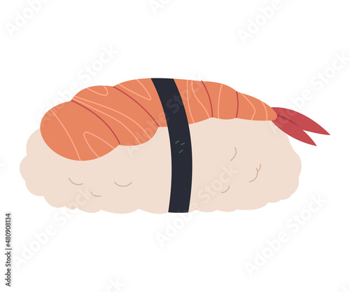 Nigiri sushi vector cartoon illustration isolated on a white background.