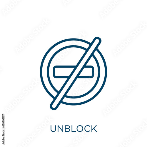 unblock icon. Thin linear unblock, security, key outline icon isolated on white background. Line vector unblock sign, symbol for web and mobile photo