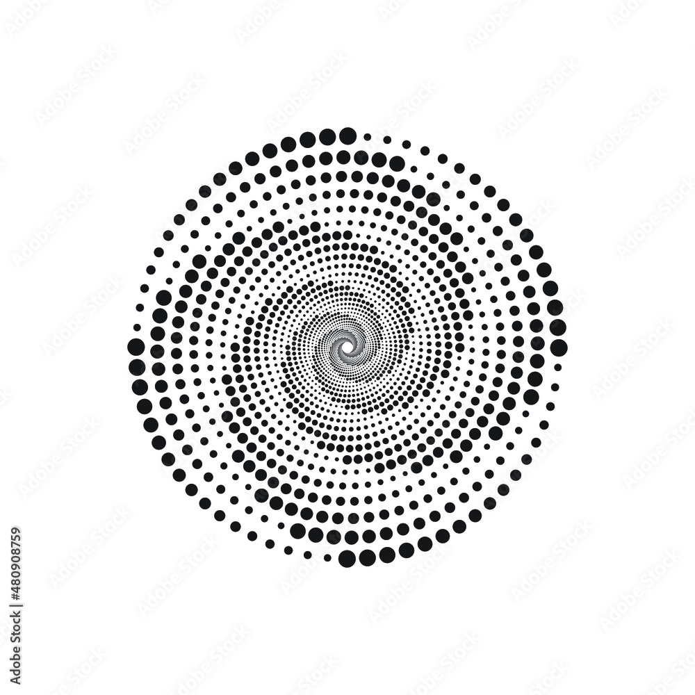 Dotted circular logo. circular concentric dots isolated on the white background. Halftone fabric design.Halftone circle dots texture. Vector design element for various purposes.