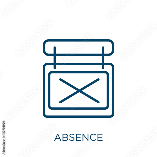 absence icon. Thin linear absence, order, app outline icon isolated on white background. Line vector absence sign, symbol for web and mobile photo