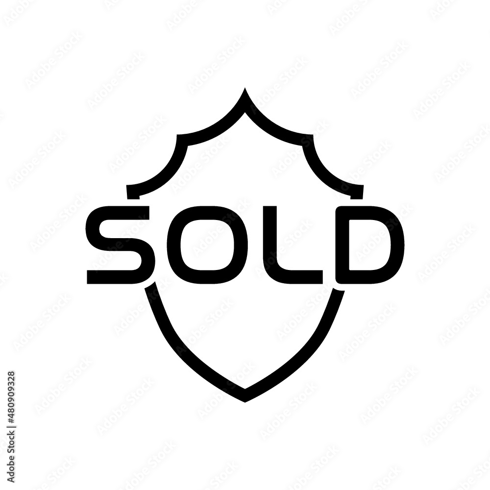 Shield with the text SOLD icon isolated on white background Shield with the text SOLD icon isolated on white background