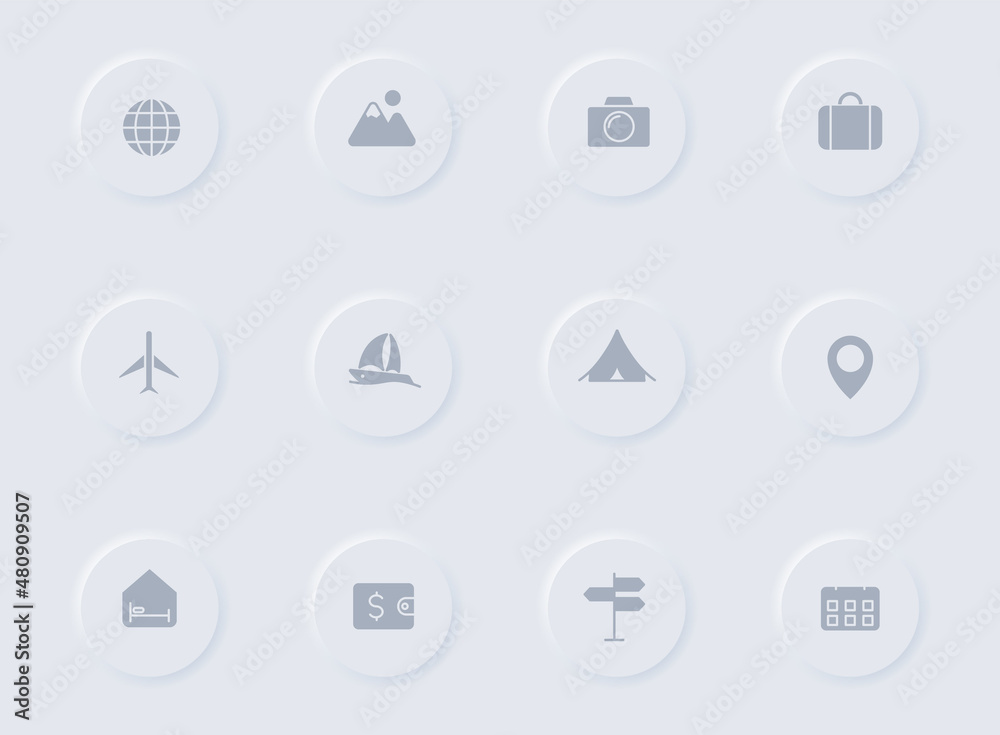 travel gray vector icons on round rubber buttons. travel icon set for web, mobile apps, ui design and promo business polygraphy travel gray vector icons on round rubber buttons. travel icon set for web, mobile apps, ui design and promo business polygraphy