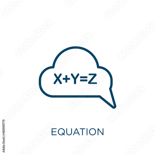 equation icon. Thin linear equation, geography, equator outline icon isolated on white background. Line vector equation sign, symbol for web and mobile