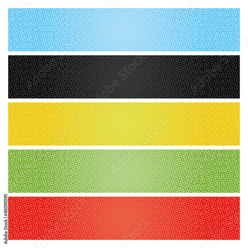 Halftone dots banners. Colorful vector set.