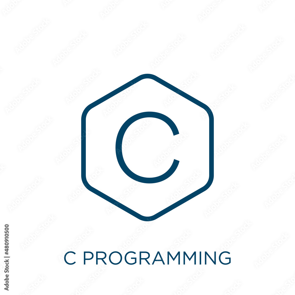 c programming icon. Thin linear c programming, code, computer outline ...