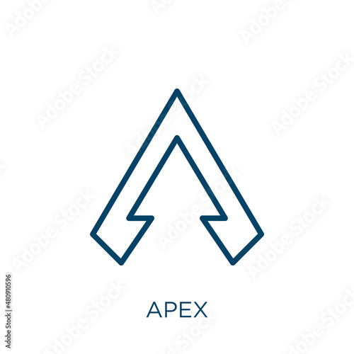 apex icon. Thin linear apex, emblem, simple outline icon isolated on white background. Line vector apex sign, symbol for web and mobile