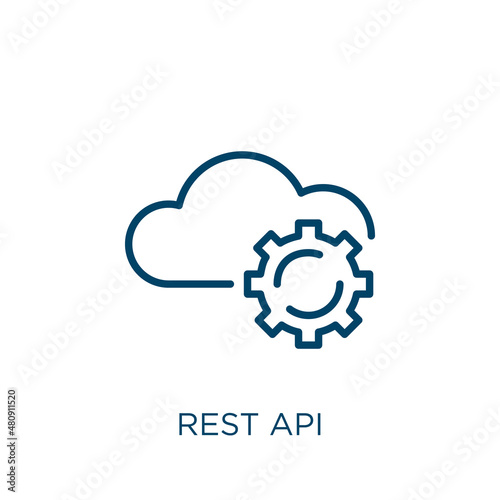 rest api icon. Thin linear rest api, software, api outline icon isolated on white background. Line vector rest api sign, symbol for web and mobile photo