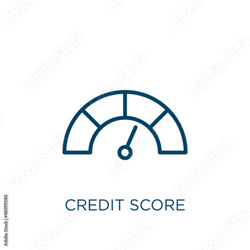 credit score icon. Thin linear credit score, rating, score outline icon isolated on white background. Line vector credit score sign, symbol for web and mobile photo