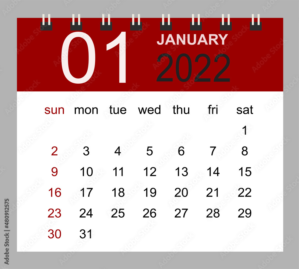 january-2022-vector-monthly-calendar-template-2022-year-in-simple