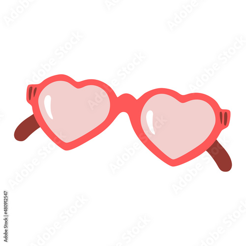 Hand drawn sunglasses in heart shape. Vector doodle sketch illustration isolated on white background.
