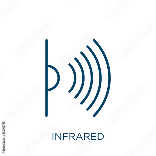 infrared icon. Thin linear infrared, equipment, digital outline icon isolated on white background. Line vector infrared sign, symbol for web and mobile