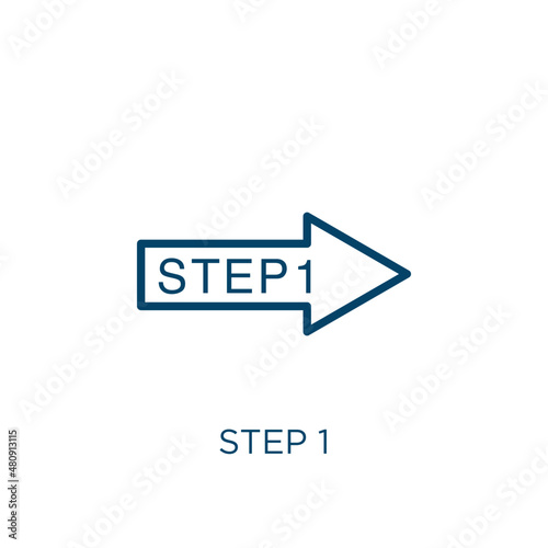 step 1 icon. Thin linear step 1, number, template outline icon isolated on white background. Line vector step 1 sign, symbol for web and mobile
