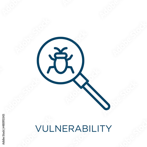 vulnerability icon. Thin linear vulnerability, software, simple outline icon isolated on white background. Line vector vulnerability sign, symbol for web and mobile