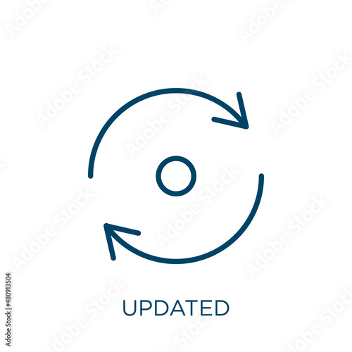 updated icon. Thin linear updated, update, refresh outline icon isolated on white background. Line vector updated sign, symbol for web and mobile
