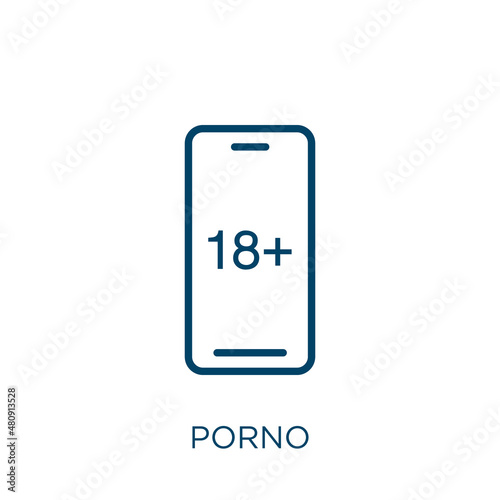porno icon. Thin linear porno, sex, adult outline icon isolated on white background. Line vector porno sign, symbol for web and mobile