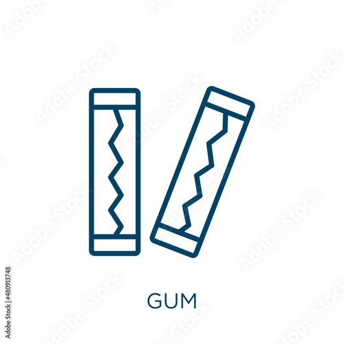 gum icon. Thin linear gum, collection, candy outline icon isolated on white background. Line vector gum sign, symbol for web and mobile