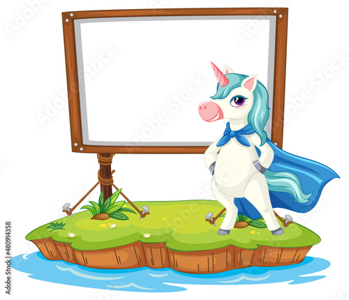 Fantasy unicorn with empty board