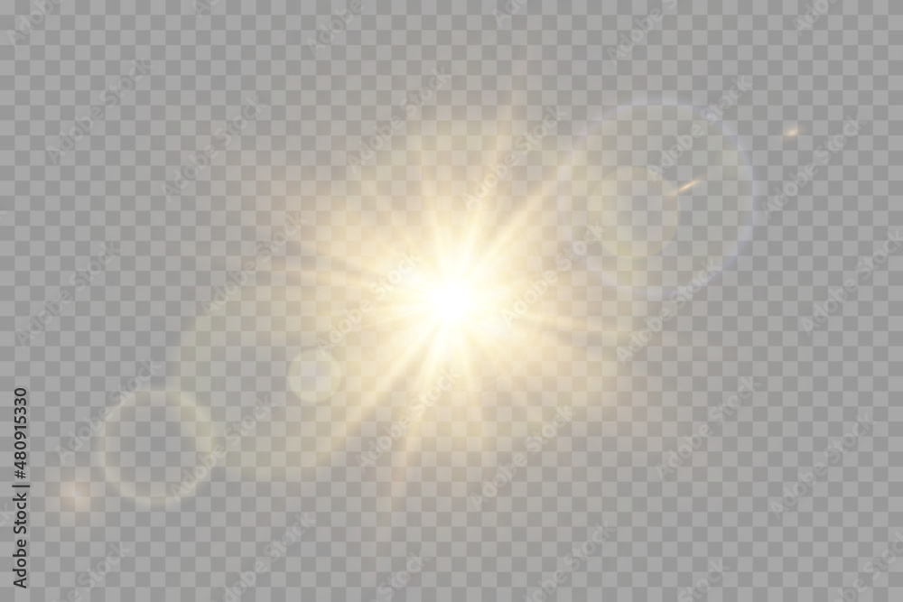 Vector transparent sunlight special lens flare light effect. PNG