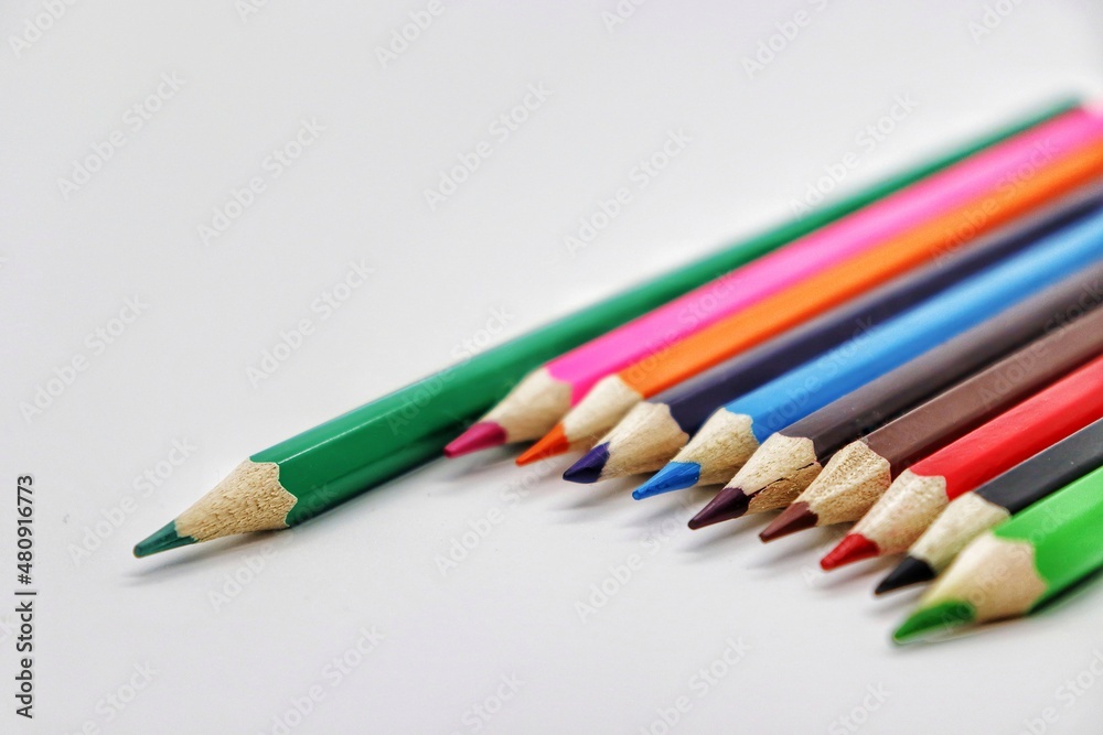 Set of colored pencils isolated on white background Set of colored pencils isolated on white background