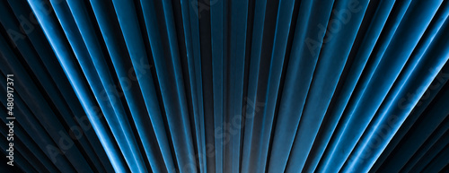 3D render of blue curtain. Blue curtain in theatre. Textured background