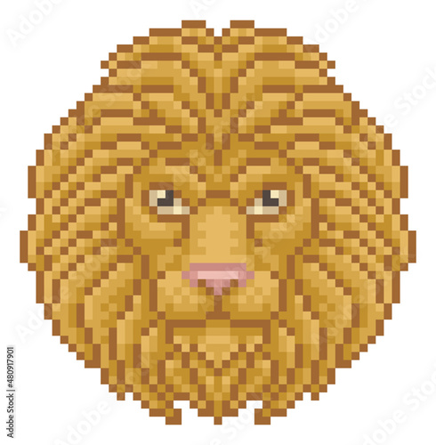 Zodiac Horoscope Astrology Leo Lion Pixel Art Sign
