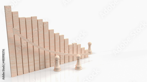The  chess and chart for business concept 3d rendering