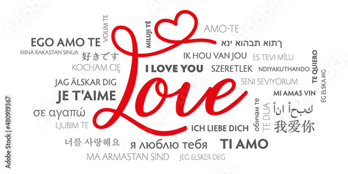 I love you phrase in many languages - Beautiful Vector Illustration