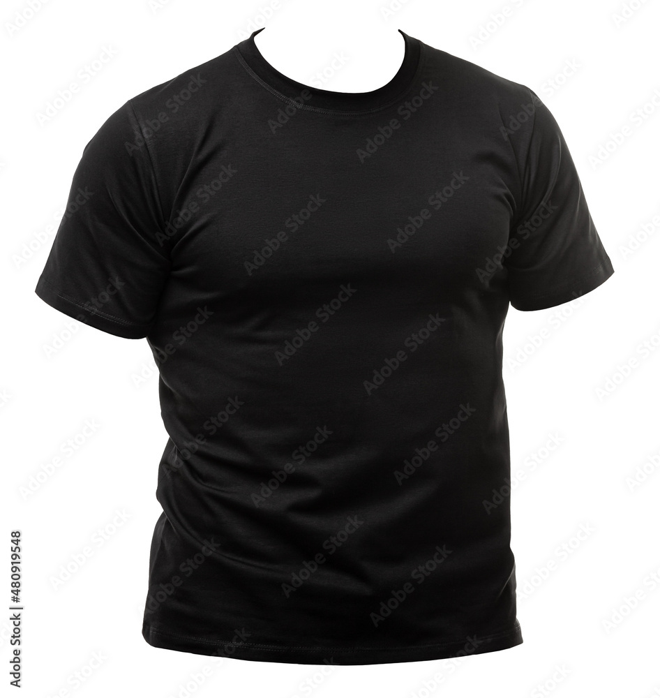 Black shortsleeve cotton tshirt on a mannequin isolated Black shortsleeve cotton tshirt on a mannequin isolated