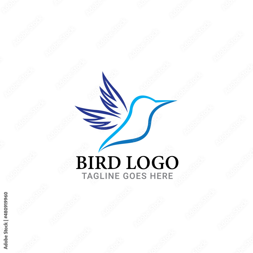 bird logo, line art, simple logo.