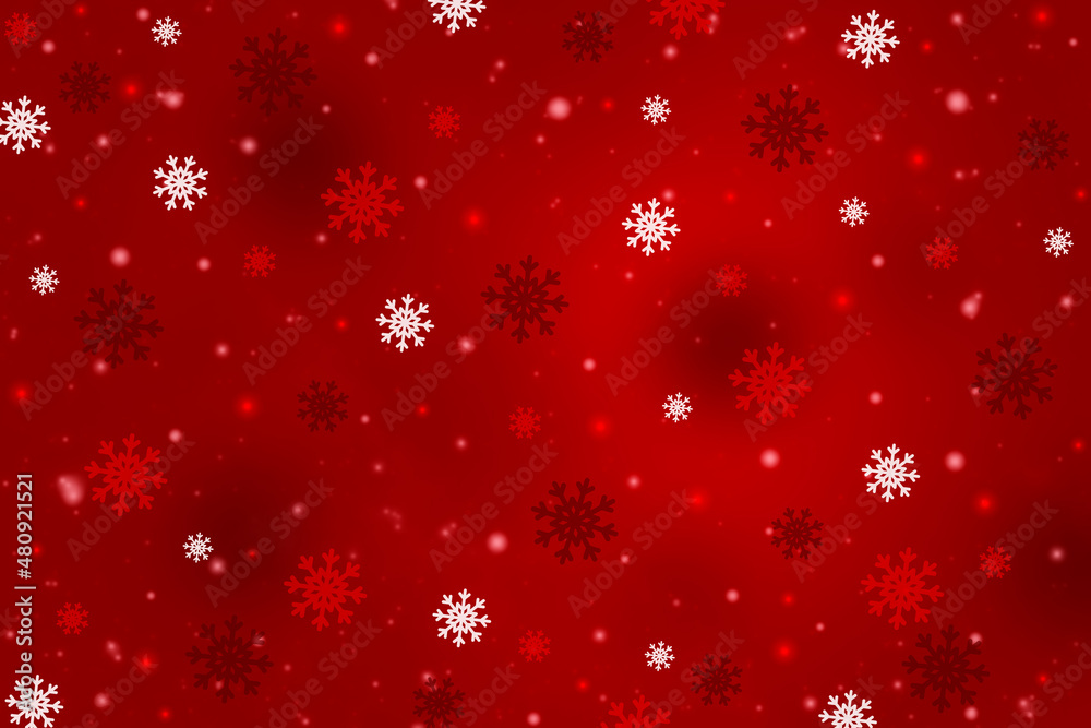 Christmas holiday red background with snowflake.