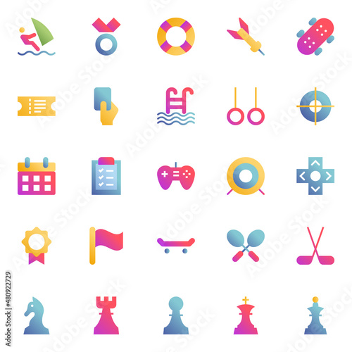 Gradient color icons for sports.