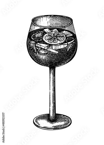 Fototapeta Hand-sketched wine glass illustration
