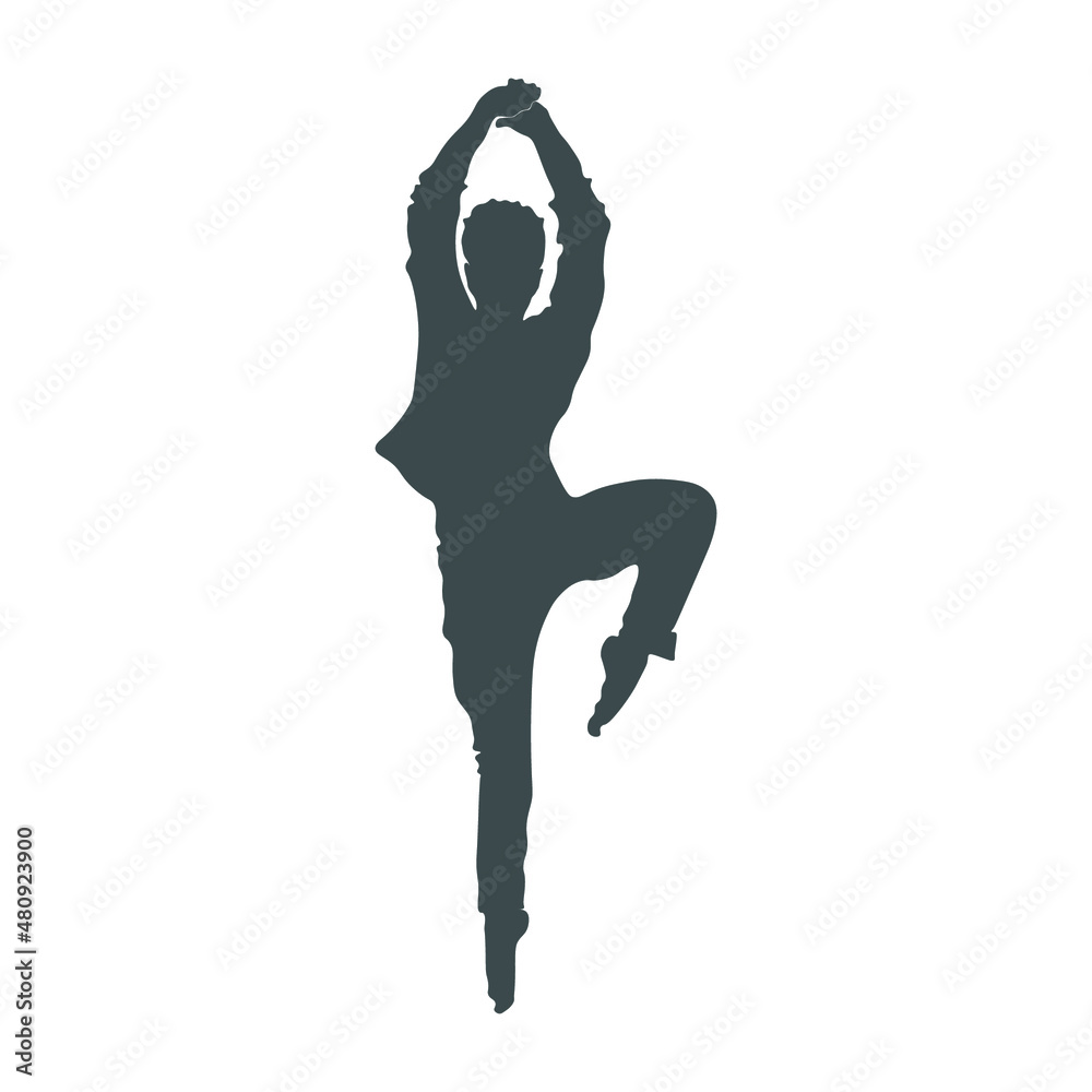 Dancing man silhouette. Vector illustration isolated on white ...