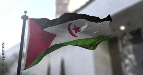 Western Sahara national flag. Western Sahara country waving flag. Politics and news illustration photo