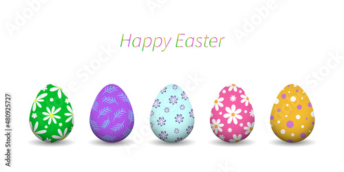 Set of Easter eggs collection on White background