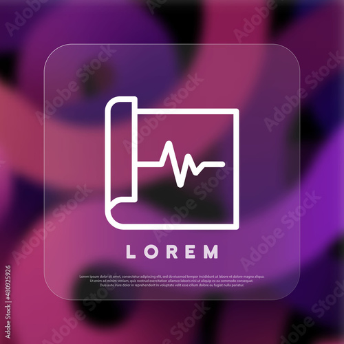 Cardiogram list icon. Heartbeat stroke. Glassmorphism style. Vector line icon for Business and Advertising