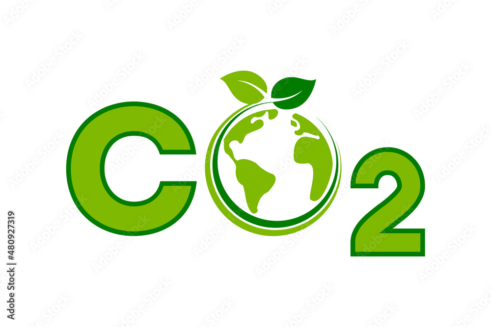 Green carbon dioxide Earth symbol. Zero emission. Carbon neutral concept. CO2 pollution sign. Environmental social governance. ESG. Planet atmosphere protection. Vector illustration, flat, clip art. Green carbon dioxide Earth symbol. Zero emission. Carbon neutral concept. CO2 pollution sign. Environmental social governance. ESG. Planet atmosphere protection. Vector illustration, flat, clip art.