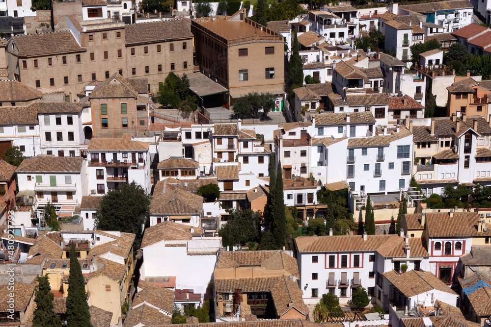 Granada (Spain). El Albaicín neighborhood from the Alhambra in Granada
