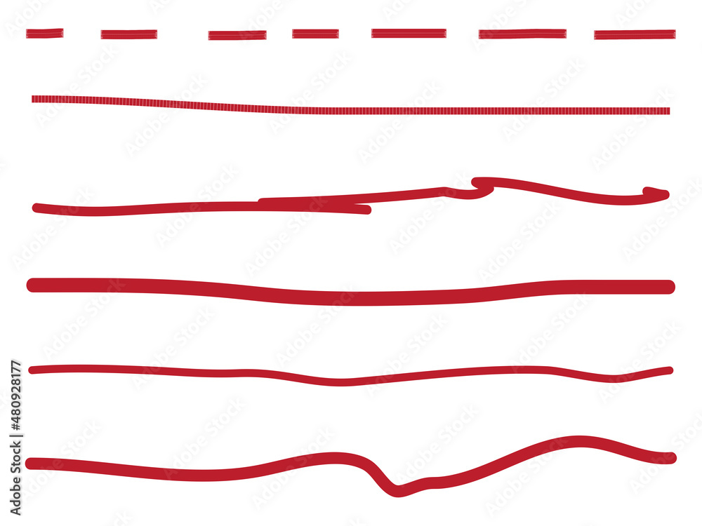 Red lines hand drawn vector set isolated on white background. Collection of doodle lines, hand drawn template. Red marker and grunge brush stroke lines, vector illustration Red lines hand drawn vector set isolated on white background. Collection of doodle lines, hand drawn template. Red marker and grunge brush stroke lines, vector illustration