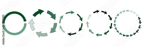 Set of circular arrows icons. Different circular arrows. Different thickness. Circle infographic.